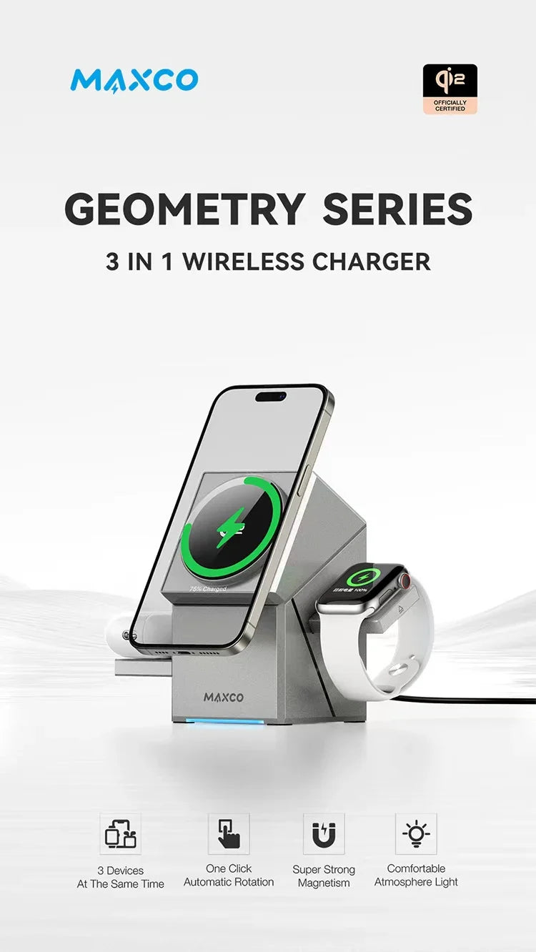 3-in-1 Magnetic Wireless Charger Stand